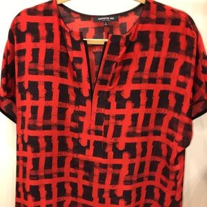 Lafayette red and black blouse